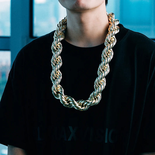 20/30/35MM Twist Rope Chain Necklace Hip Hop Men