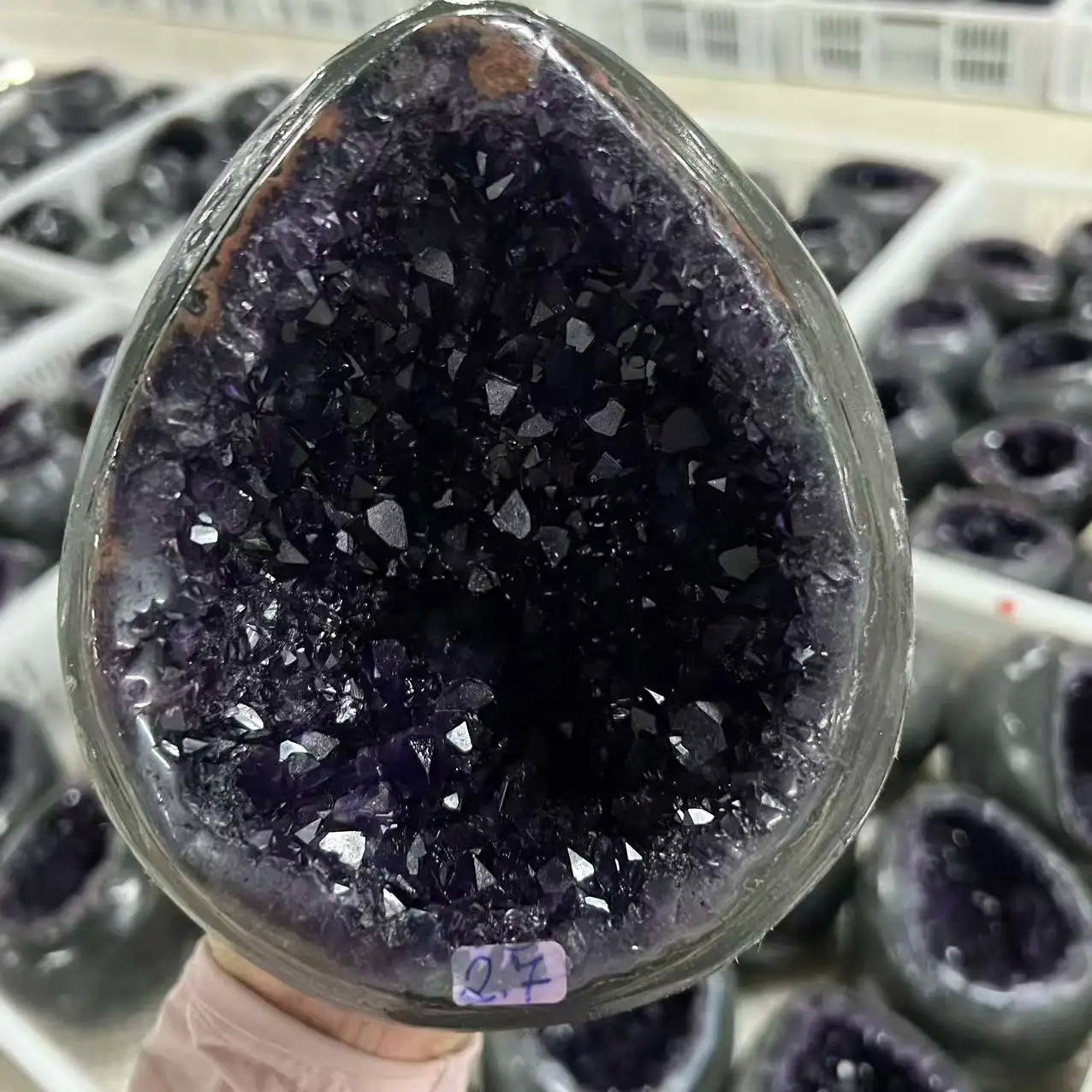 Natural amethyst dinosaur egg quartz crystal cave specimen treatment spiritual energy