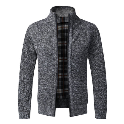 Autumn Winter Warm Cardigan Men Fleece Sweaters Full Zip Jackets Slim Fit Luxury Brand Knitted Sweater Coat American Jersey