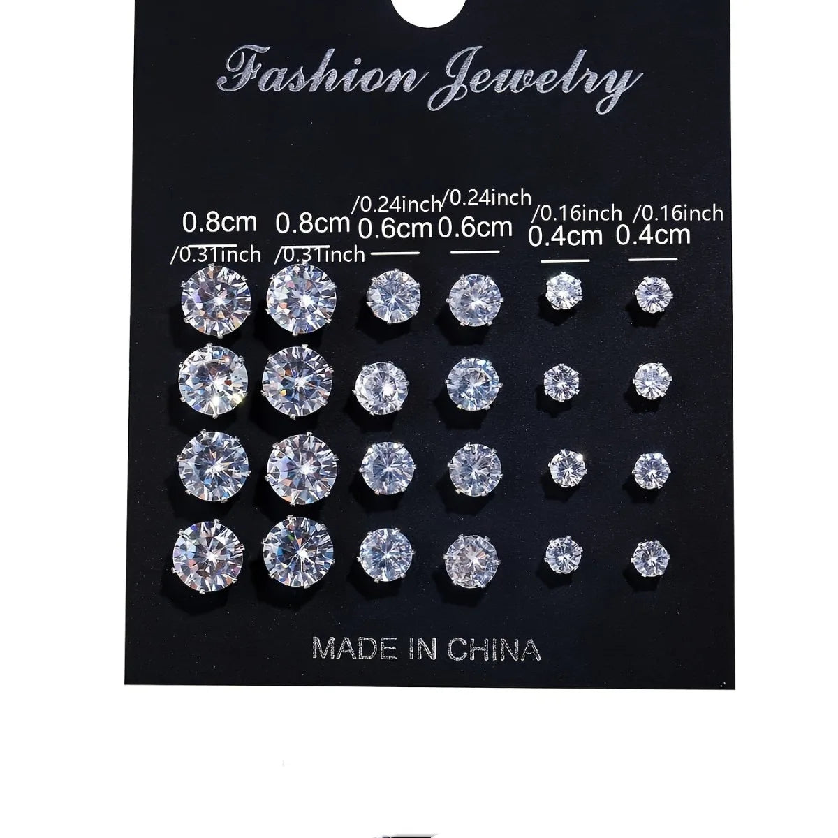 12 Pairs Set Stainless Steel Stud Earrings with Gemstone Buds Round Earrings Unisex
