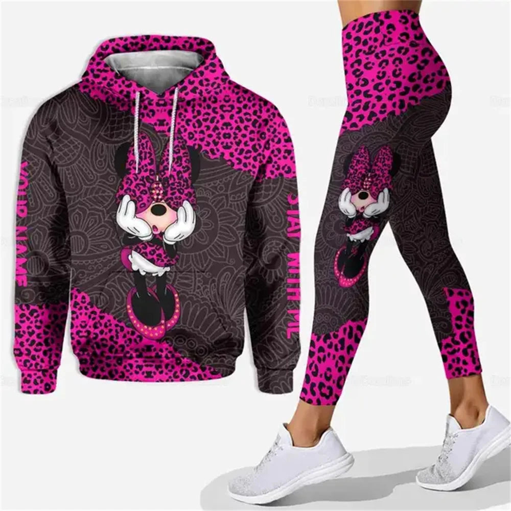 Customized Name Mickey Hoodie Women Hoodie Set Mickey Yoga Pants Sweatpants Women Disney Yoga Hoodie Leggings Fashion Sportswear