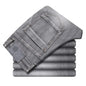 2024 Cotton Stretch Jeans Business Casual Men's Thin Denim Jeans Grey Spring Summer Brand New Fit Straight Lightweight