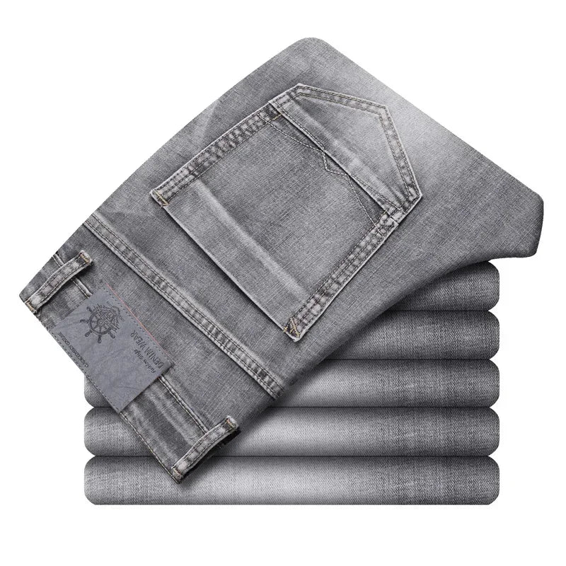 Men's Cotton Stretch Jeans – Slim Straight Lightweight