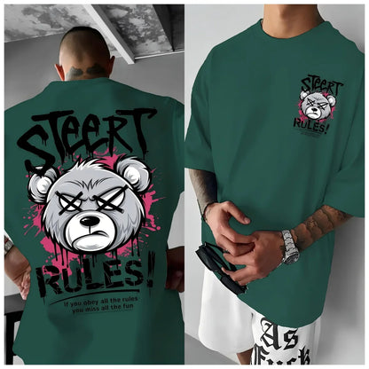 Men's Angry Bear Print T-Shirt | Breathable Street Top