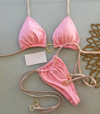 Sexy Halter Triangle Thong Bikini Set Swimwear