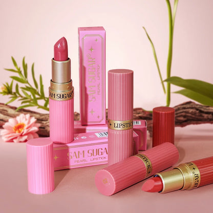 Glitzernder perlfarbener rosafarbener Samtlippenstift, wasserdicht, metallic, langanhaltend, matt, schimmernd, Diamant-Lippenstift, Damen Make-up Kosmetik