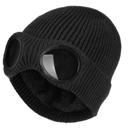 Mode Hut mit Brille Damen Winter Solid Casual Beanie Strick Koreanisch Gestrickt Orange Schwarz Kopfwärmer Mütze