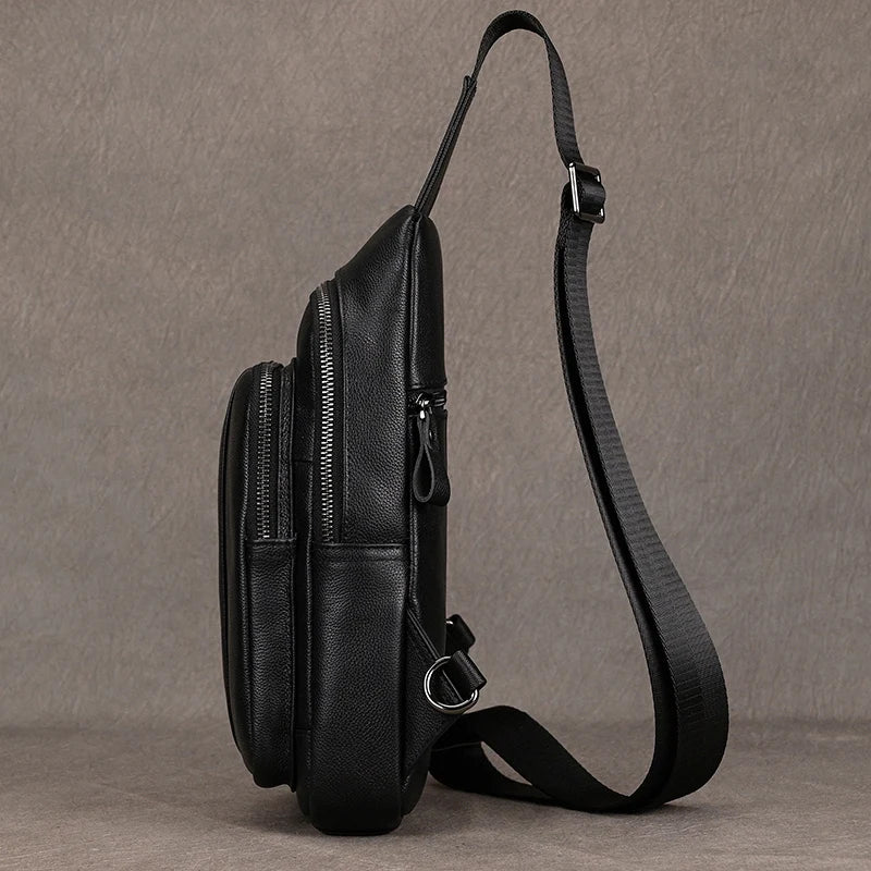 Men's Outdoor Leather Shoulder Sling Bag – Chest Pack & Crossbody