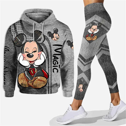 Customized Name Mickey Hoodie Women Hoodie Set Mickey Yoga Pants Sweatpants Women Disney Yoga Hoodie Leggings Fashion Sportswear