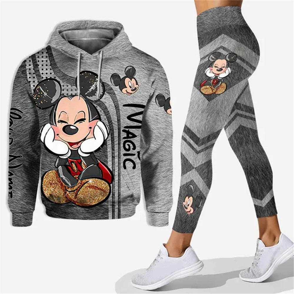 Customized Name Mickey Hoodie Women Hoodie Set Mickey Yoga Pants Sweatpants Women Disney Yoga Hoodie Leggings Fashion Sportswear