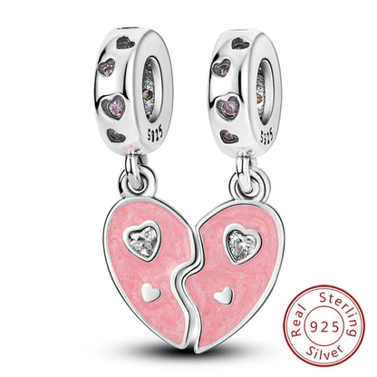 Charm 925 Sterling Silver Pink Pendant Charm Fit Original Charm Bracelet Necklace Beads DIY Jewerlry Accessories