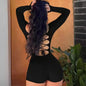 Sexy langärmeliger, rückenfreier Yoga-Overall mit Hosenträgern und Po-Lifting, enger Overall für Damen
