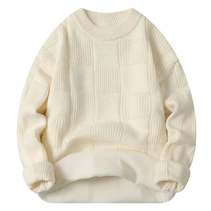 New Solid Color Homestays Men's Autumn and Winter Warm Thick Crewneck Sweater Casual and Comfortable Home Pajamas