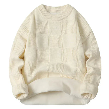 New Solid Color Homestays Men's Autumn and Winter Warm Thick Crewneck Sweater Casual and Comfortable Home Pajamas