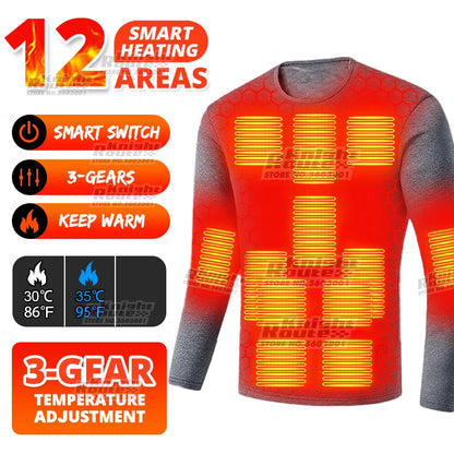22 Areas Heated Jacket Men Self Heating Vest Women Heated Thermal Underwear Ski USB Electric Heating Clothing Long Johns Winter