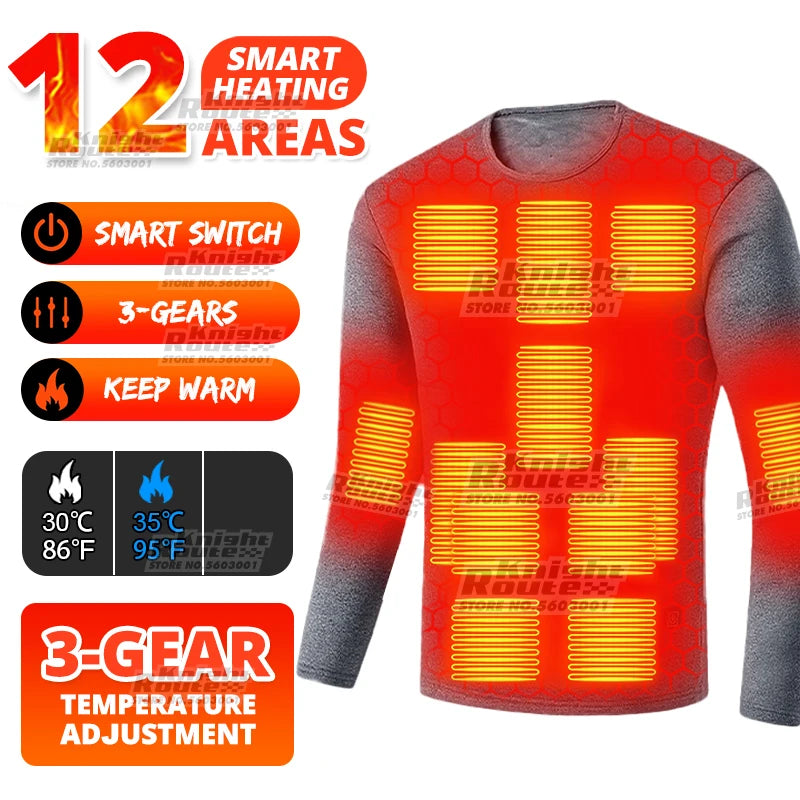 22 Areas Heated Jacket Men Self Heating Vest Women Heated Thermal Underwear Ski USB Electric Heating Clothing Long Johns Winter