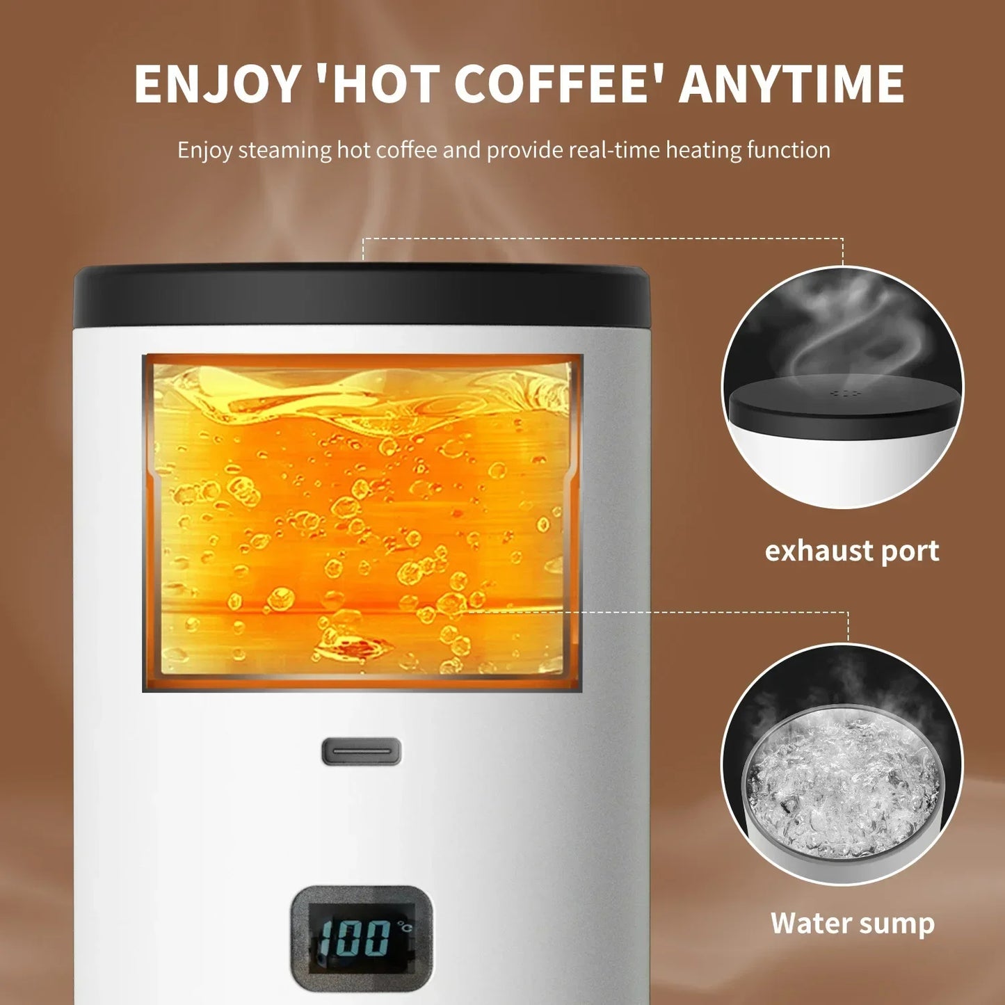 TINSOL Electric Coffee Maker Convenient Capsule Coffee Maker Travel Coffee Maker with Cordless Heating for Car and Home Camping