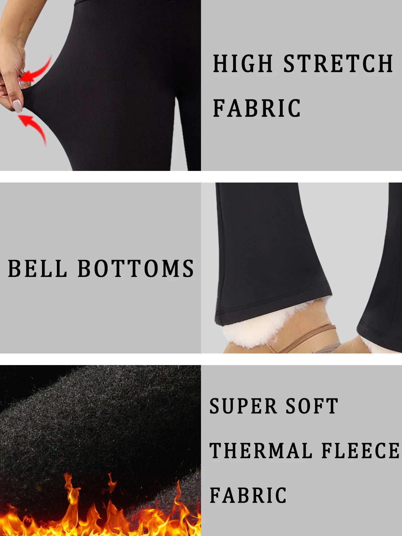 Women's Super Soft High Waisted Fleece Flare Leggings Tummy Control Soft Bootleg Bootcut Pants
