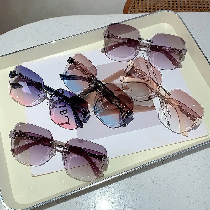 Unisex Sunglasses 2025 New Borderless Metal Chain Simple Fashionable Cool Versatile Luxury Brand High Quality Popular Sunglasses