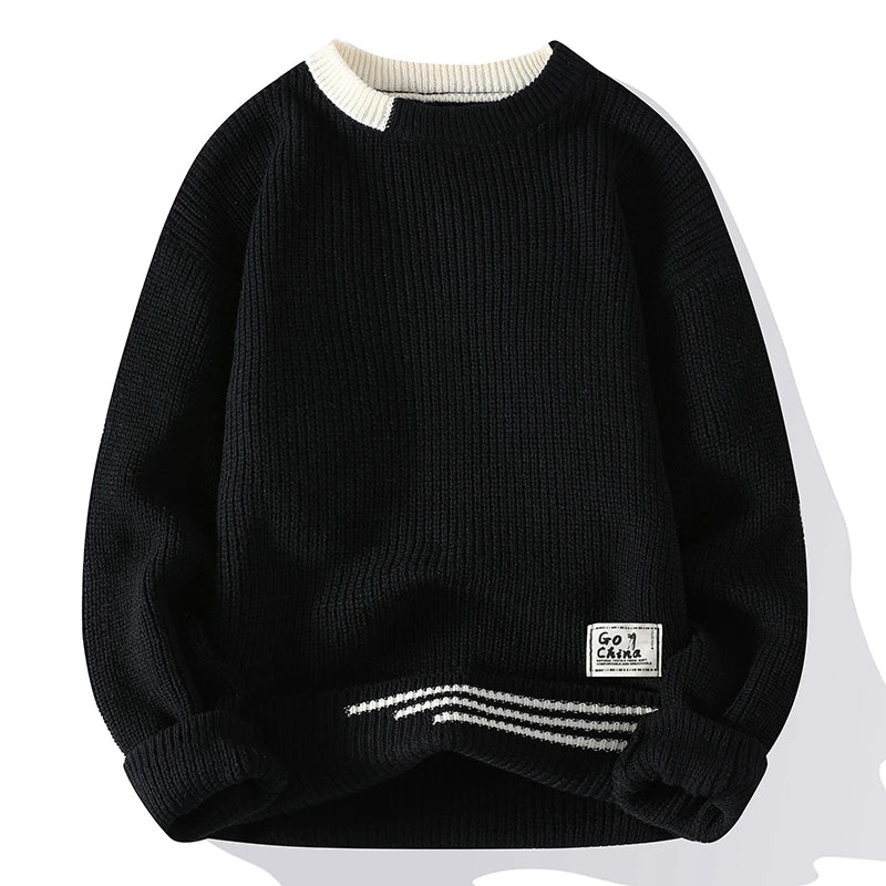 Pullovers Men Fashion Knitted Sweater Mens O-Neck Patchwork Casual Knitwear Slim Pullover Sweaters