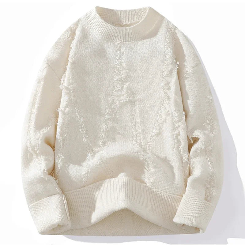 Men's Winter Outdoor Fashion Trendy Loose and Comfortable Knitted Hoodies Comfortable Casual Breathable Distressed Sweaters