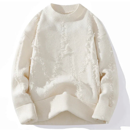 Men's Winter Outdoor Fashion Trendy Loose and Comfortable Knitted Hoodies Comfortable Casual Breathable Distressed Sweaters