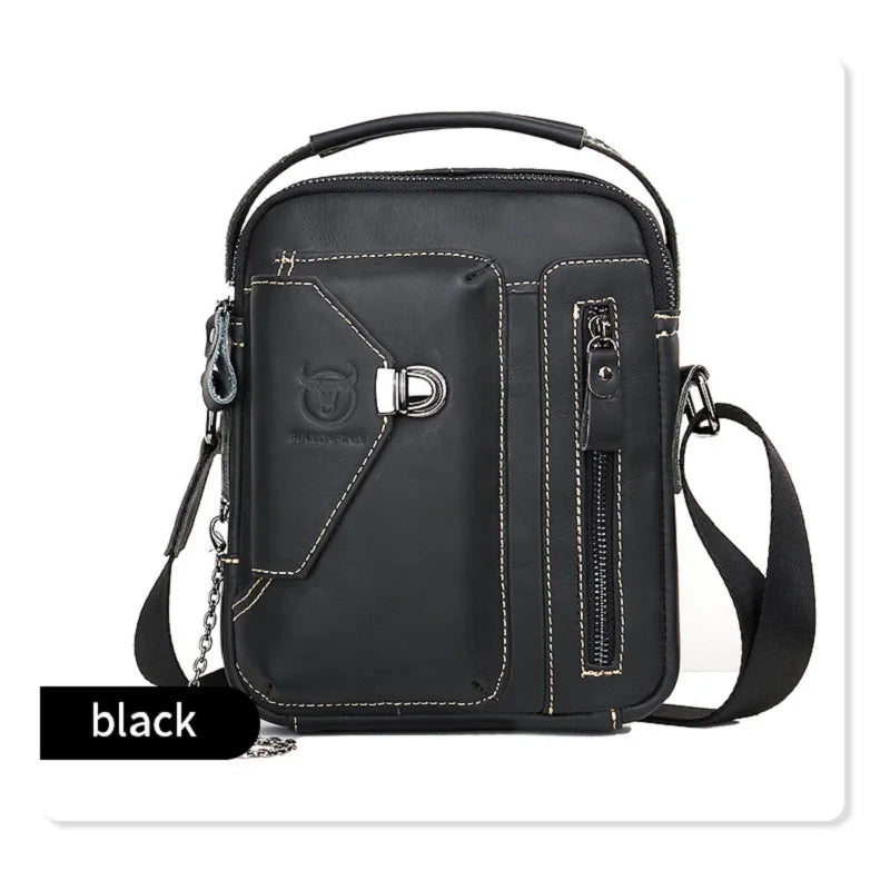 100% genuine leather small crossbody bag for men soft cowhide men's single-shoulder bag retro mobile phone iPad bag men handbag