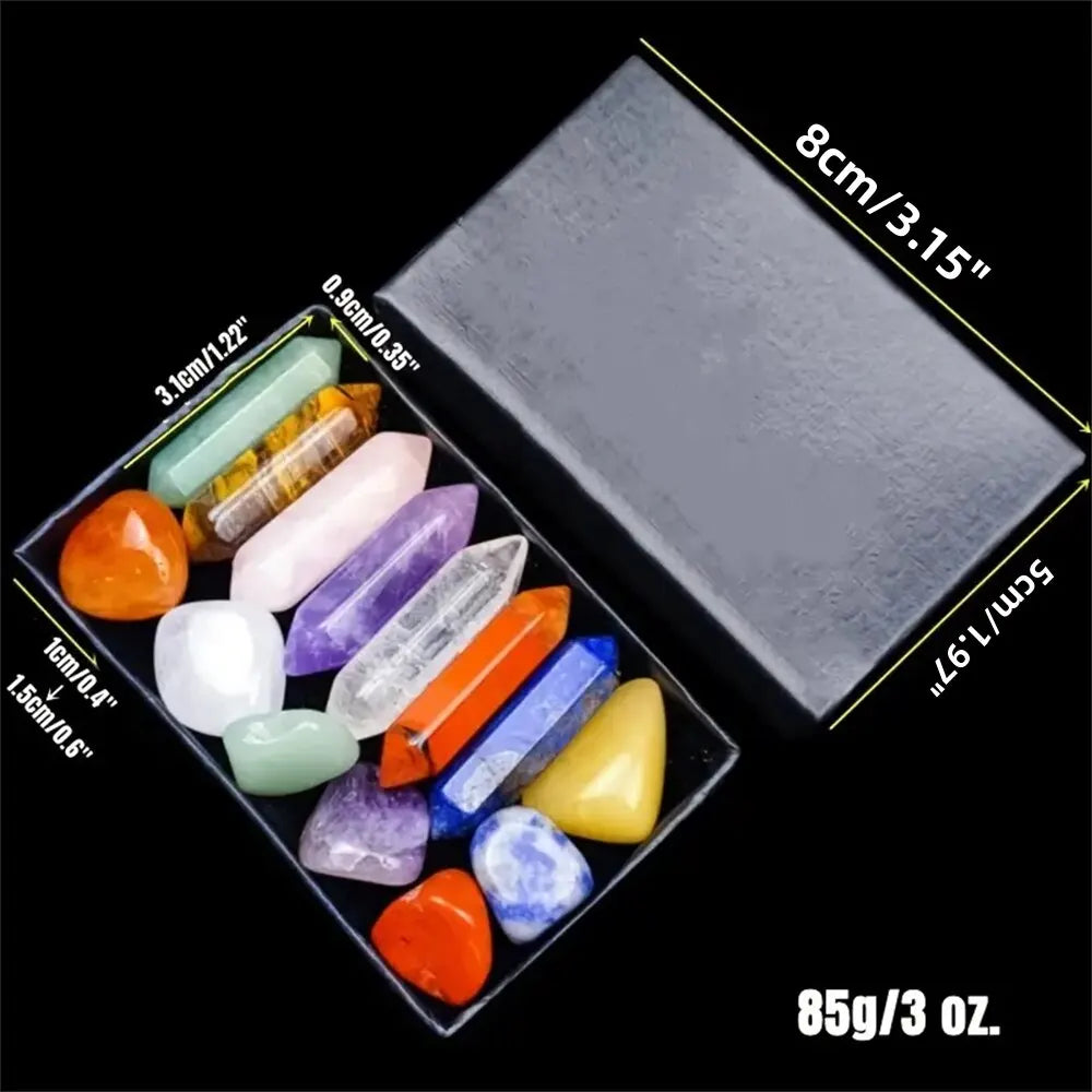 14pcs Quartz Crystal Chakra Healing Stones Set