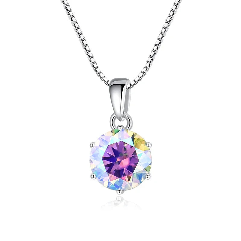 JoyceJelly 1 CT Real Moissanite Pendant Necklace For Women Royal Blue Color Moissanite 925 Sterling Silver Wedding Fine Jewelry