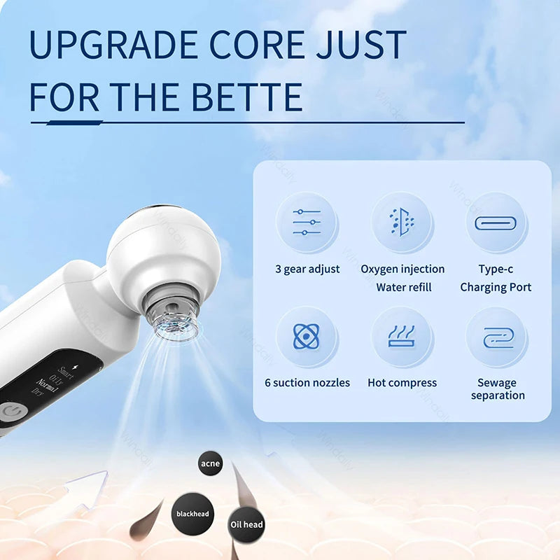 2025 New Blackhead Remover Pore Vacuum With Hot Compress Electric Facial Hydrating Cleaner Pimple Extractor Face Beauty Device