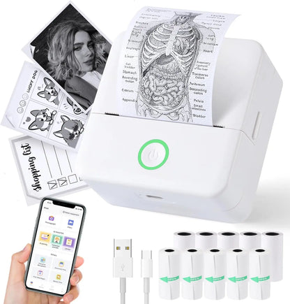 Thermo-Minidrucker, tragbarer tintenloser Etikettendrucker, Bluetooth-fähiger kleiner Taschendrucker für Kinder zum Selbermachen von 57-mm-Fotodrucken