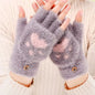 Thicken Women Warm Cat Gloves Fashion Girls Cat Claw Paw Plush Mittens Soft Plush Short Fingerless Half Finger Winter Gloves