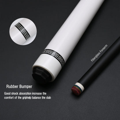 White Fiberglass Pool Stick with Dragon Artwork & Premium Automotive Paint Grip
