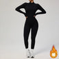 Zipper Winter Fleece Yoga Jumpsuits for Women Bodysuit Longsleeve Sport Overalls Fitness One-Piece Suit Gym Workout Tracksuit