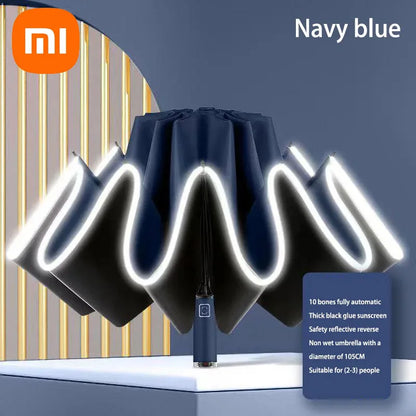 Xiaomi Umbrella Windproof Strong With Reflective Stripe Reverse Automatic Fold Umbrella UV Umbrella Insulation Portable Parasol