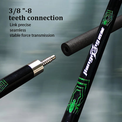 58.4in Spider Carbon Fiber Billiard Pool Cue Stick Unique Beautiful Design  Bonus 3/8-8  Joint Protect Case for Competitive Play