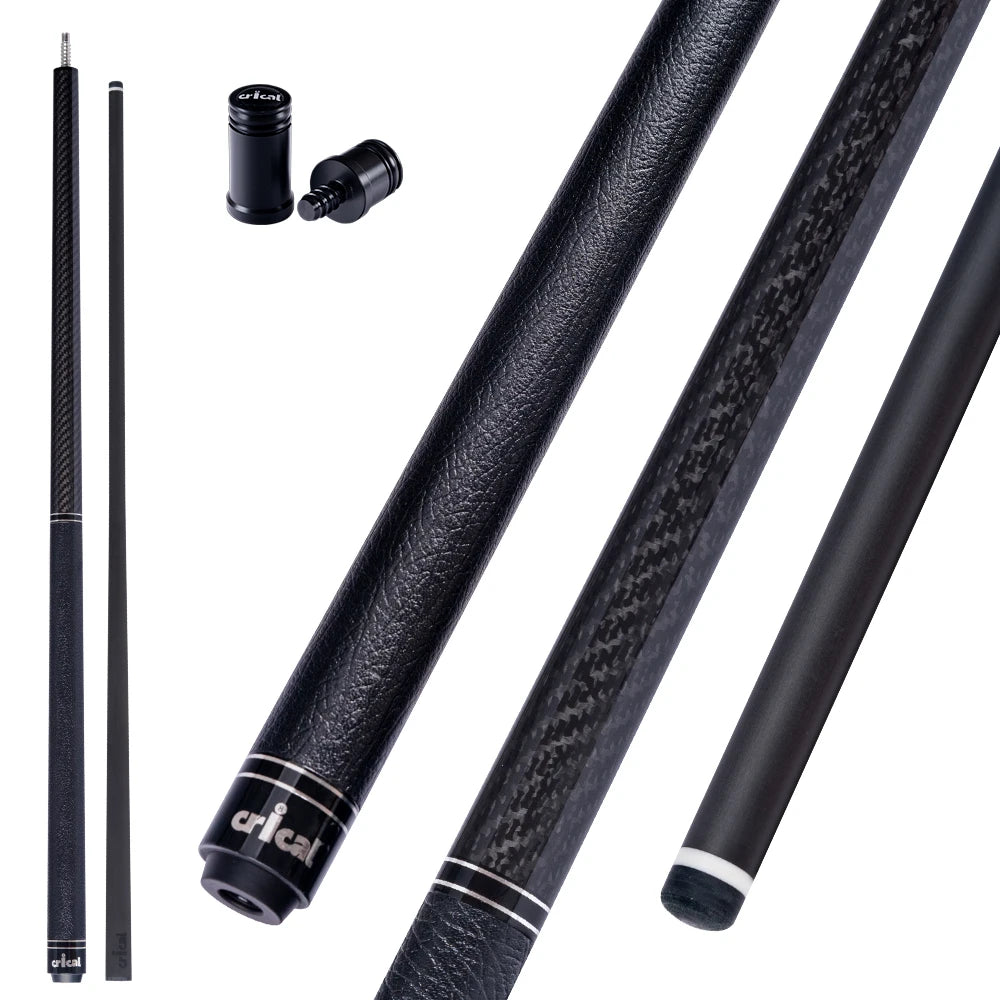 CRICAL VP Series Carbon Fiber Pool Cue Stick – 58" 2-Piece Billiard, 3/8x8 Stainless Steel Joint, Leather Grip for Professional