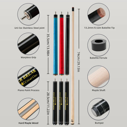 Crical Break Jump Cue with Uniloc Joint Professional Maple Shaft for Punch Jump cue Billiard pool Cue Stick