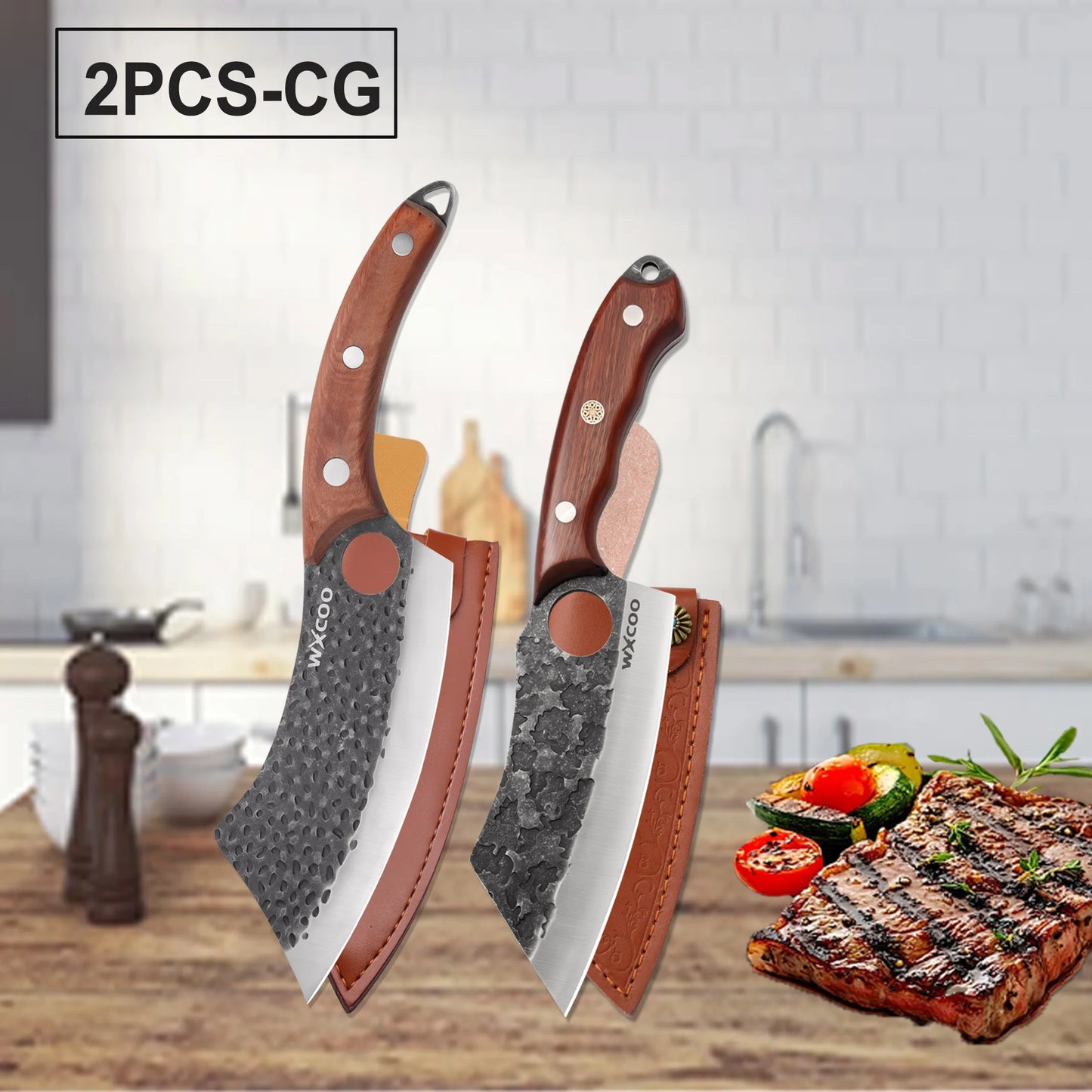 Professional Kitchen Forged Knife BBQ Cooking Chef Knives Wooden Handle Meat Cleaver Fruit Cutter Boning Knife Kitchen Supplies