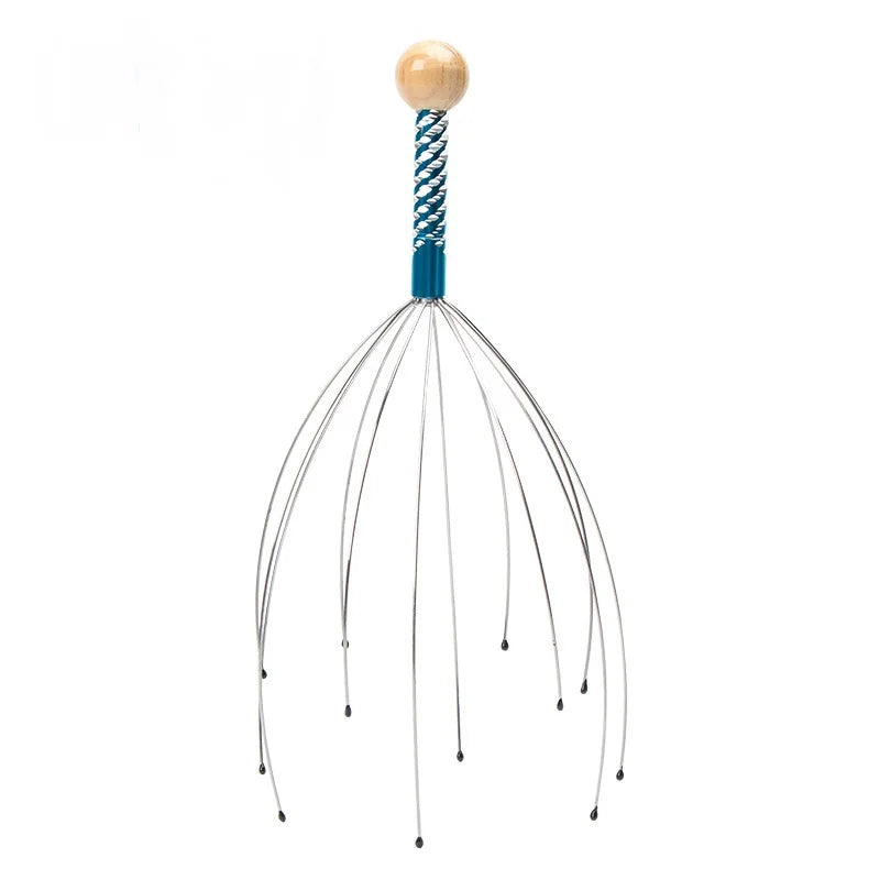 1 St. Kopfmassagegerät Oktopus-Kopf Edelstahl Graviertes Kopf-Relaxer Gehirn-Massageklaue Kopfhautkratzer Juckreizlinderer Zufällige Farbe