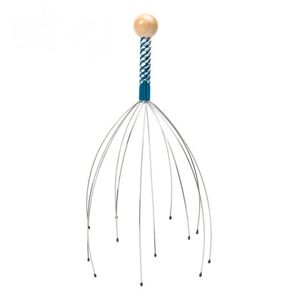 1 St. Kopfmassagegerät Oktopus-Kopf Edelstahl Graviertes Kopf-Relaxer Gehirn-Massageklaue Kopfhautkratzer Juckreizlinderer Zufällige Farbe
