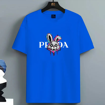2025 Sommer Herren-T-Shirt Hohe Qualität 100 Baumwolle Hasenmotiv Lockerer Rundhals Herren Kurzarm Freizeit Für Herren T-Shirt Top
