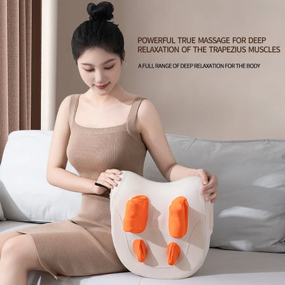 3D Shiatsu Kneading Massage Cushion – Wireless Heated Pillow for Neck, Waist, Leg & Cervical Relief
