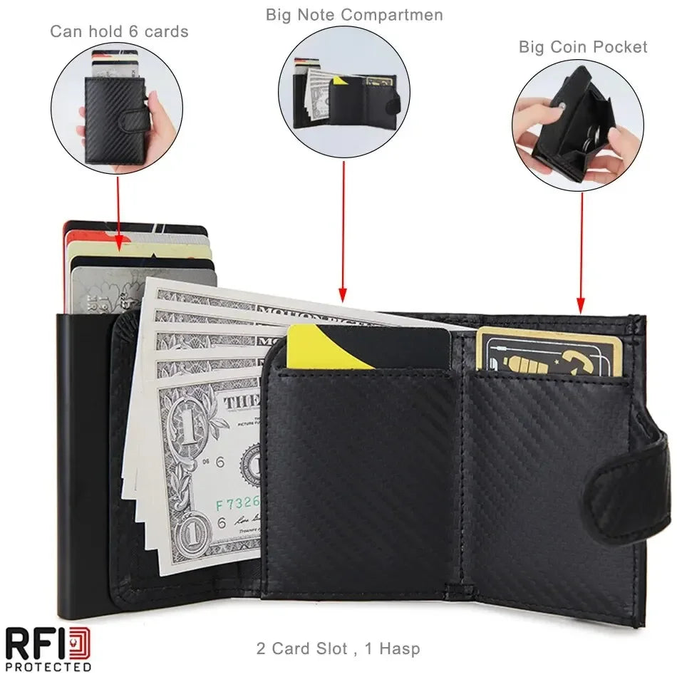 Rfid Mikrofaser Leder Herren Geldbörsen Mode Kartenhalter Dreifach Geldbörse Geldbeutel Smart Schlank Dünn Münzfach Portemonnaie