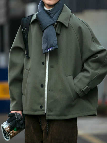 American Retro Woolen Jacket Men's Loose Winter Coat