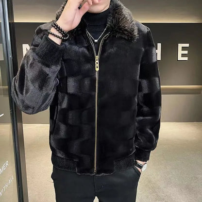 2024 New Fur Jacket Imitation Coat Whole Mink Imitation Men's Winter Gold Velvet