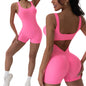 1 STÜCK Rückenloses Yoga-Set U-Ausschnitt Ärmelloser Sport-Jumpsuit Einfarbig Gerippt Stretch Damen Bodysuit Ohne Brustpolster