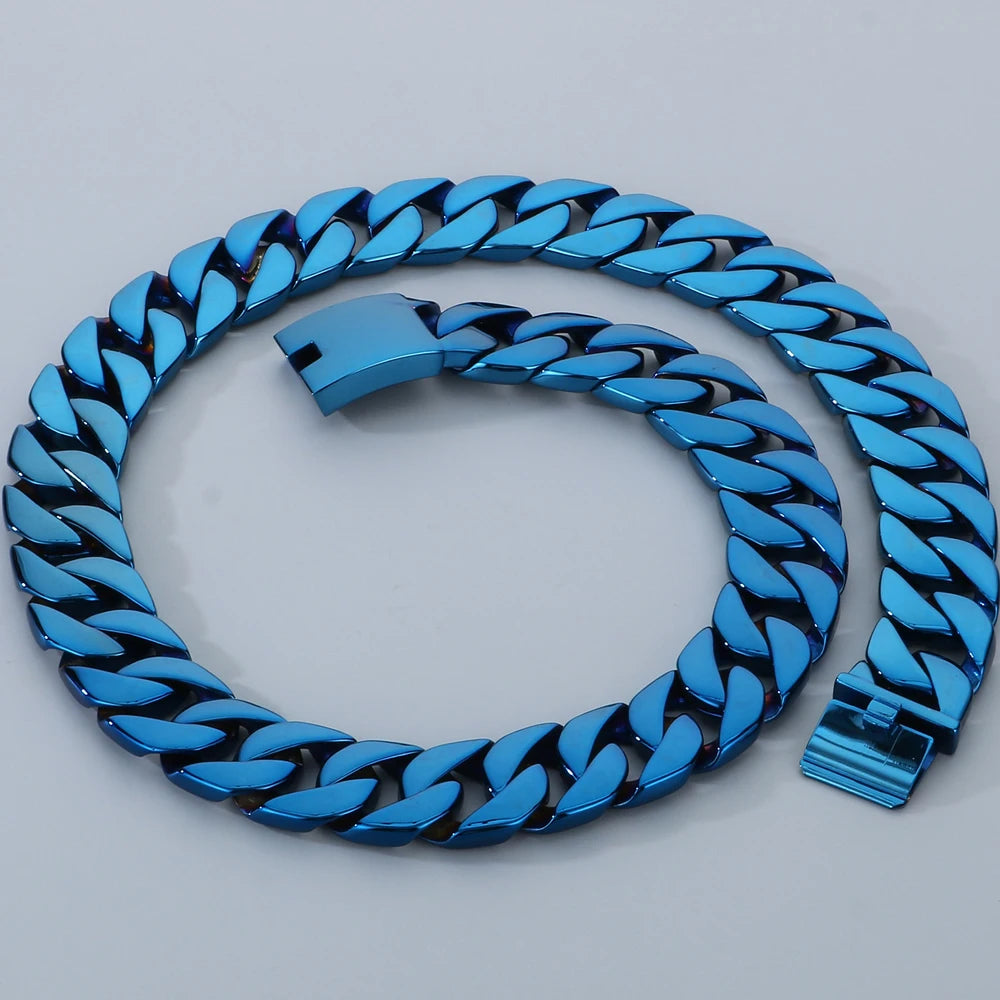 Men's 72CM Long 24MM Wide Curb Cuban Link Chain Necklaces Heavy Stainless Steel On Neck Chains for Man Party Jewelry Gifts Male