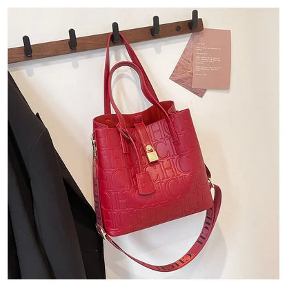Neue Damen-Umhängetasche mit auffälligem Buchstabenmuster & Farbkontrast, geräumige, breite, gepolsterte Schultertasche, lässig-chic