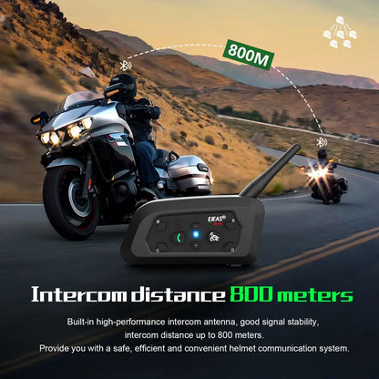 EJEAS V6 PRO+/PLUS Motorradhelm Bluetooth Walkie Talkie für 6 Fahrer, Reichweite 800 Meter, wasserdicht IP67